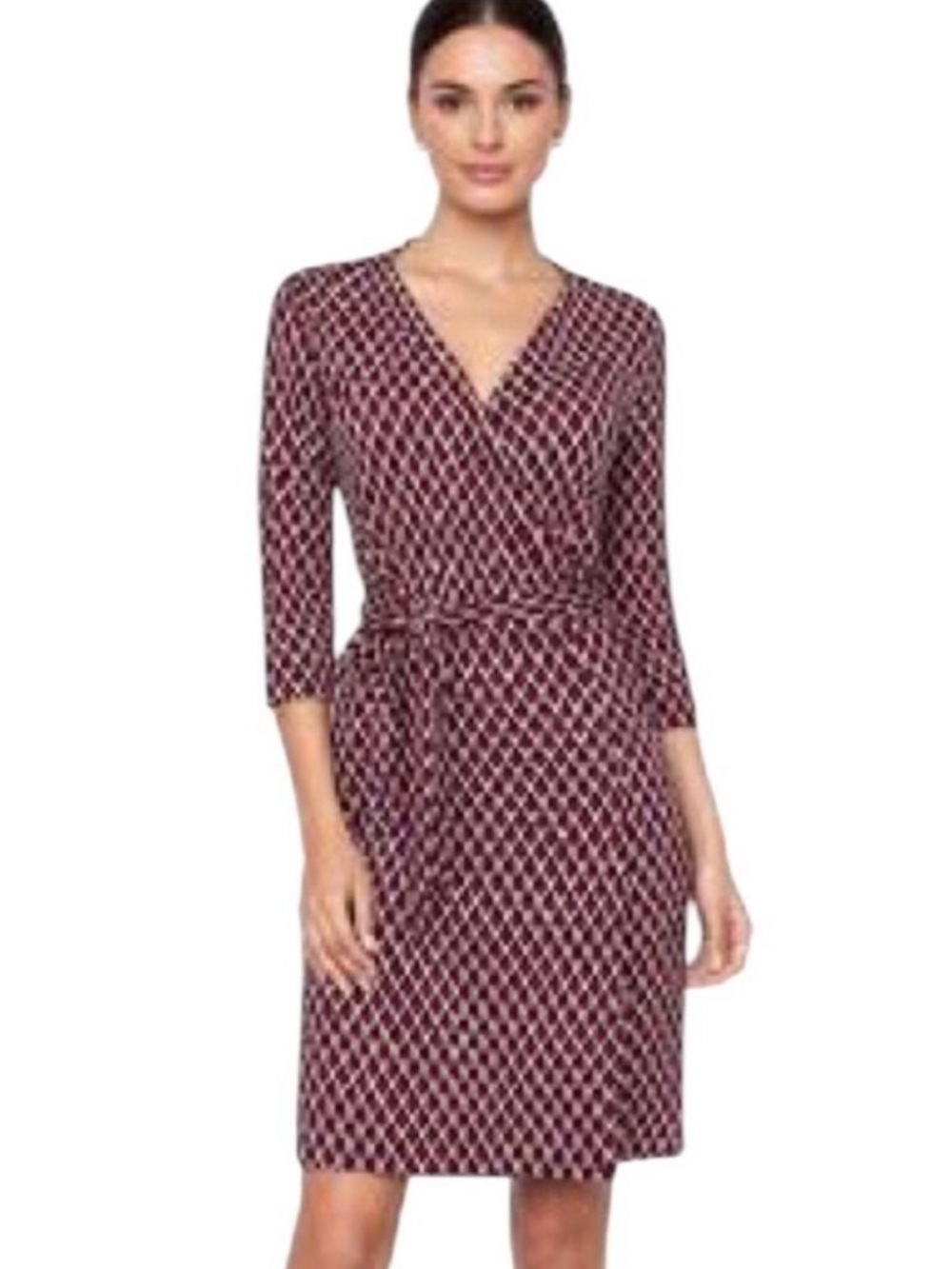 Diane von Furstenberg New Julian Two Wrap Dress Purple White Size 2 NWOT‎